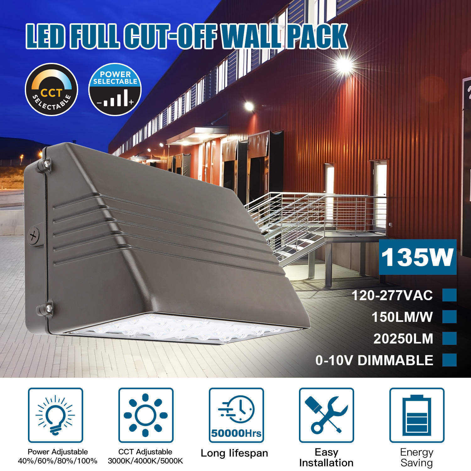 NG-FWP Smart Outdoor LED Wallpack Light by NGTC (Shenzhen Nuoguan) - UL/ETL/DLC Certified